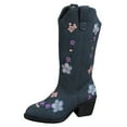 thumbnail image 5 of Fall Flower Wide Calf Cowboy Boots for Women 2025 Winter Vintage Floral Embroidered Mid Heel Cowgirl Dress Booties, 5 of 7