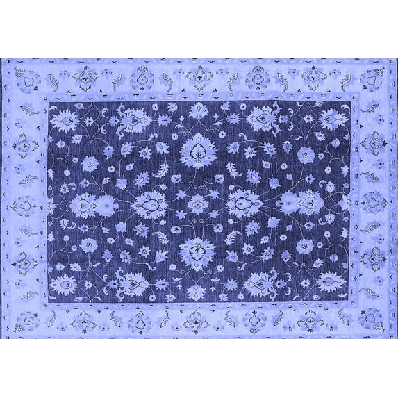Ahgly Company Machine Washable Indoor Rectangle Oriental Blue Traditional Area Rugs, 3' x 5'