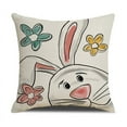 thumbnail image 5 of Set of 4 Happy Easter Bunny Throw Pillow Covers 18"x18", Cotton Linen Vintage Pillow Cushion Case for Spring Sofa Couch Home Indoor Outdoor Office Rabbit Carrot Truck Spring Easter Decor, Style 1, 5 of 9