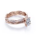 thumbnail image 3 of JeenMata Juego de 4 Puntas - Forma Ovalada de 1,75 Quilates - Juego de Boda con Caña Retorcida Pavé - Baño de Oro Rosa de 18 K sobre Plata (Personaliza la Banda de Tu Anillo de Bodas), 3 of 5