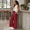 thumbnail image 7 of Sewkxo Womens Casual Wide Leg Sweatpants Acid Wash Elastic Waisted Palazzo Pants Trousers with Pockets,Green 3XL, 7 of 7