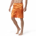 thumbnail image 2 of JTieacloth Mens Breathable Work Shorts Mens Summer Fashion Simple Solid Color Elastic Waist Silk Shorts Home Pants Pajamas,Orange, 2 of 4