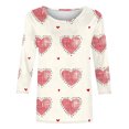 thumbnail image 4 of successthop Valentines Day Clothes Ladies Tops and Blouses 3/4 Sleeve Plus Size Crew Neck Polyester Casual Love Heart Printed Lover Gift Blouse Tops for Valentines Gifts Pink XL, 4 of 5
