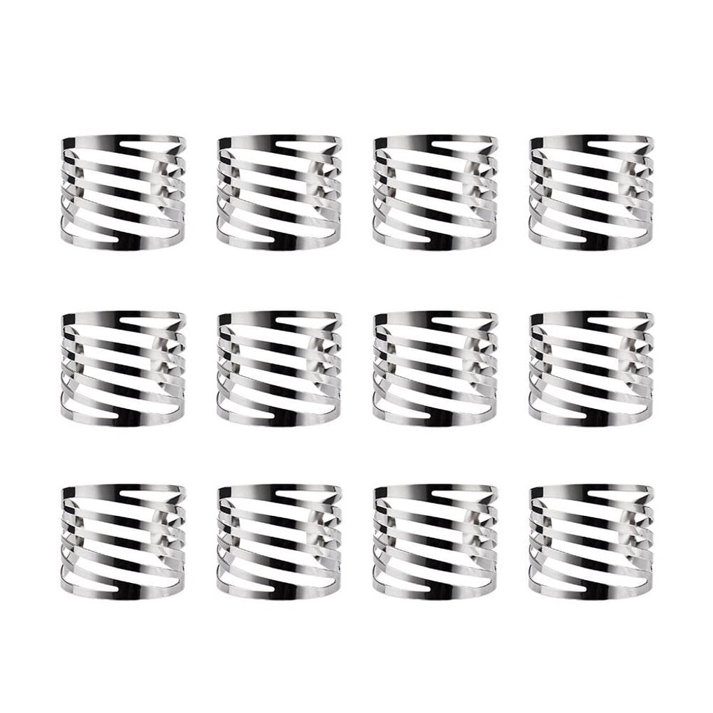 Gold Napkin Rings Set Of 12 Hollow Out Design Metal Serviette Buckle