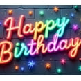 thumbnail image 3 of Decorative Design Happy Birthday Banner Neon Style Celebration Decoration Colorful Lights Display for Party Event Indoor, 3 of 7
