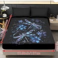 thumbnail image 2 of COEQINE Full Sheet Set Soft Fade Resistant 3 Pieces Bed Sheets Set All Around Elastic Fitted Bedsheet & Pillowcases Home Decor for Full Size Bed, Blue Dragonfly Floral, 2 of 5
