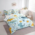 thumbnail image 2 of Feelyou Cute Cartoon Dino Bedding Comforter Set for Kids, Jungle Wildlife Full Bedding Set, Sky Blue, Polkadot Reversible, 7 Pieces, 2 of 7