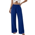 thumbnail image 6 of Women Palazzo Pants Summer Flowy Wide Leg High Waist Lounge Trousers with Pockets 2026 Casual Beach Vacation Royal Blue M, 6 of 10