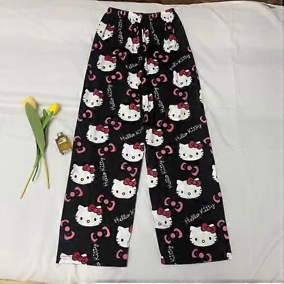 Pantalones de pijama de dibujos animados para mujer, pantalones largos holgados de verano con aire acondicionado, pantalones para caminar en casa, varios colores
