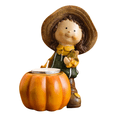 thumbnail image 1 of Kjfeif Vintage Distressed Wooden Halloween Character Tabletop Decor, Rustic Pumpkin Shelf Sitter Block Ornament for Tiered Tray Mantel Desk, Farmhouse Fall Party Decor, Retro Spooky Display, 1 of 5
