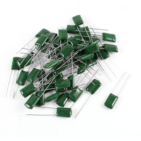 50Pcs Radial Polyester Film Cap Capacitance Capacitors Green 2A473J 100V 47nF 5%