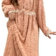 thumbnail image 4 of Gytharion Long Flannel Nightgowns for Women Long Sleeve Plush Warm Winter Nightdress Cute Lace Crew Neck Pullover Sleepshirt Soft Cozy Fuzzy Fleece Bathrobe Sleepwear Loungewear, 4 of 7