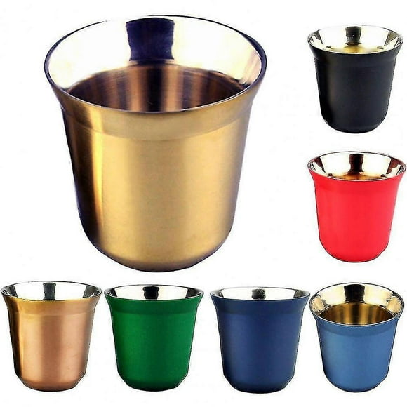 Tasse à Espresso en Acier Inoxydable à Double Paroi 80ml Isolation Nespresso Pixie Tasse à Café Forme Capsule Mignonne Tasse Thermique Mugs à Café Banmo