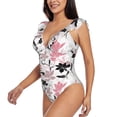 thumbnail image 3 of Yiaed Lilies Flowers Print Women's Ruffled One Piece Swimsuit V Neck Swimwear Slimming Monokini for Woman-XX-Large, 3 of 8