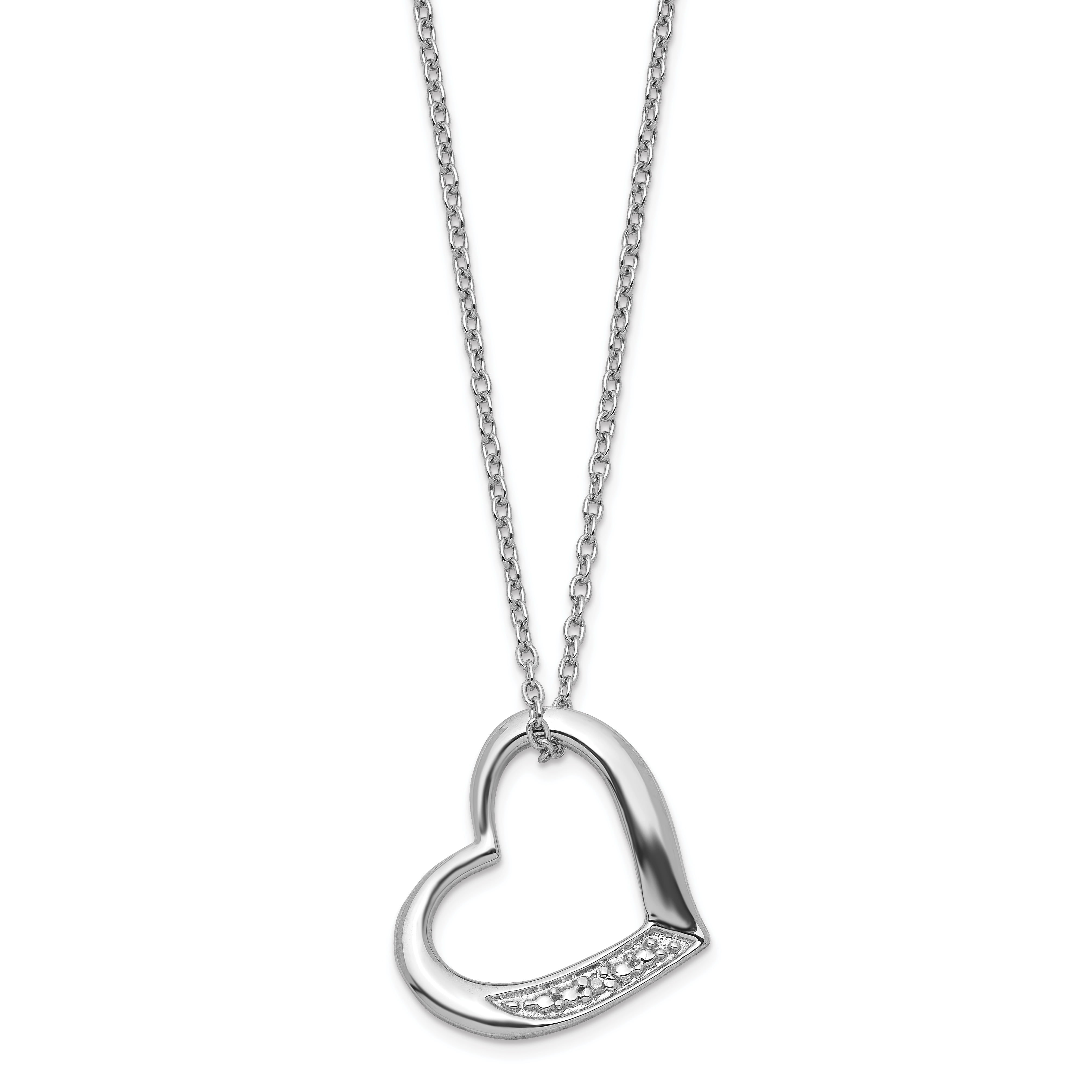 Solid 925 Sterling Silver Lovely Tiny 3D Love Heart Pendant Charm Chain Necklace