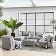 thumbnail image 2 of Lounge Sectional Sofa Chair Set, Rattan, Wicker, Grey Gray, Modern Contemporary Urban Design, Outdoor Patio Balcony Cafe Bistro Garden Furniture Hotel Hospitality, 2 of 10