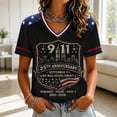 thumbnail image 3 of 9/11 25th Anniversary Shirt Womens WE Will Never Forget Tee Shirts | Lightweight Fabric, V Neck Short Sleeve Tops, American Flag, 2001-2026 25Th Anniversary Tops, Patriotic Honor Tee Shirt Black,3XL, 3 of 5