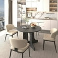 thumbnail image 5 of 59" Round Extendable Dining Table with Removable Leaf , Farmhouse Wooden Kitchen Table with X Shaped Base, Space Saving Dinner Table for Small Space, Living Room, Black, 5 of 6