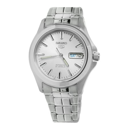 Seiko Men's 5 Automatic SNKK87 Day Date Dial Silver Stainless Steel Bracelet Watch New
