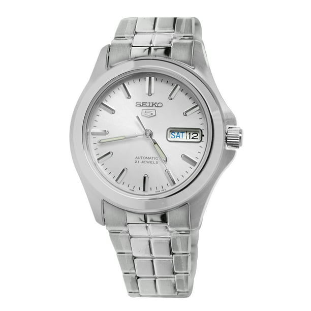 Seiko Men's 5 Automatic SNKK87 Day Date Dial Silver Stainless Steel  Bracelet Watch New 