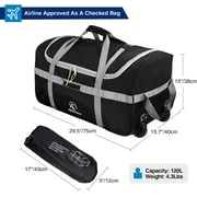 REDCAMP Xlarge Foldable Roller Duffel Bag with Wheels 120L, 210D Oxford Collapsible Duffel Bag with Rollers for Camping Travel Gear, Black