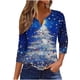 thumbnail image 2 of Puntoco Blusa informal de cuello redondo con mangas 3/4 cortas y estampado a la moda para mujer, 2 of 5