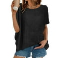thumbnail image 4 of Gamivast Linen Tops for Women Short Sleeve Crew Neck Textured Shirts Soft Oversized Drop Shoulder Blouses Summer Beach Vacation Blouses, 4 of 5