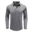 thumbnail image 2 of JIANJIA Mens Polo Shirts Autumn Winter Casual Long Sleeve Classic Plaid Button Pockets Tops Daily-Wear, 2 of 7