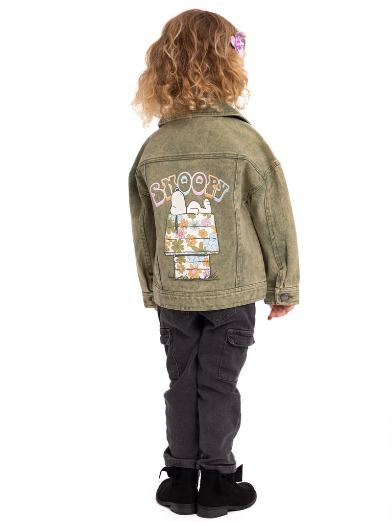 Peanuts Baby and Toddler Girls' Graphic Denim Jacket, Sizes 12M-5T