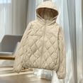 thumbnail image 6 of jtjvou Quilted Jackets for Women Zip Up Hooded Winter Coats Lightweight Loose Puffer Padded Outerwear with Pockets Beige XS, 6 of 7
