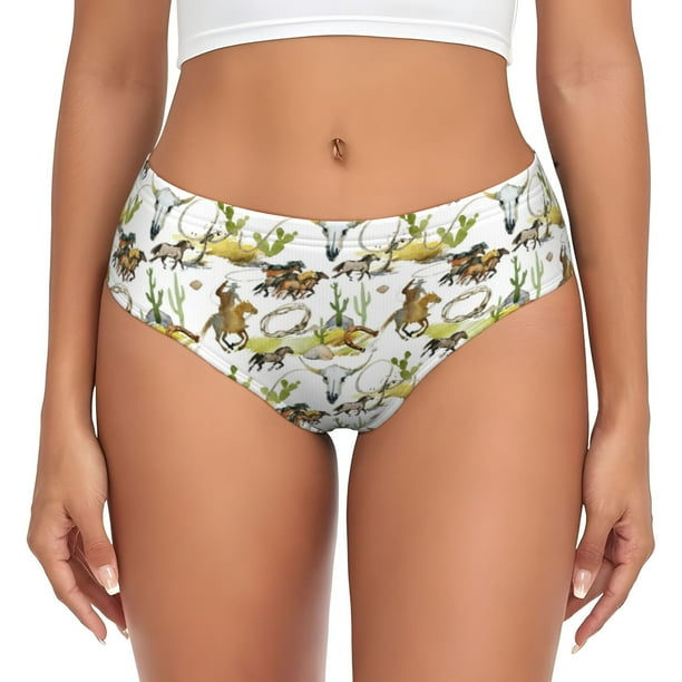Fotbe Wild West Western Calzones Estampados para Mujer – Ropa Interior de Algodón, Cómoda, Suave y Elástica-Large