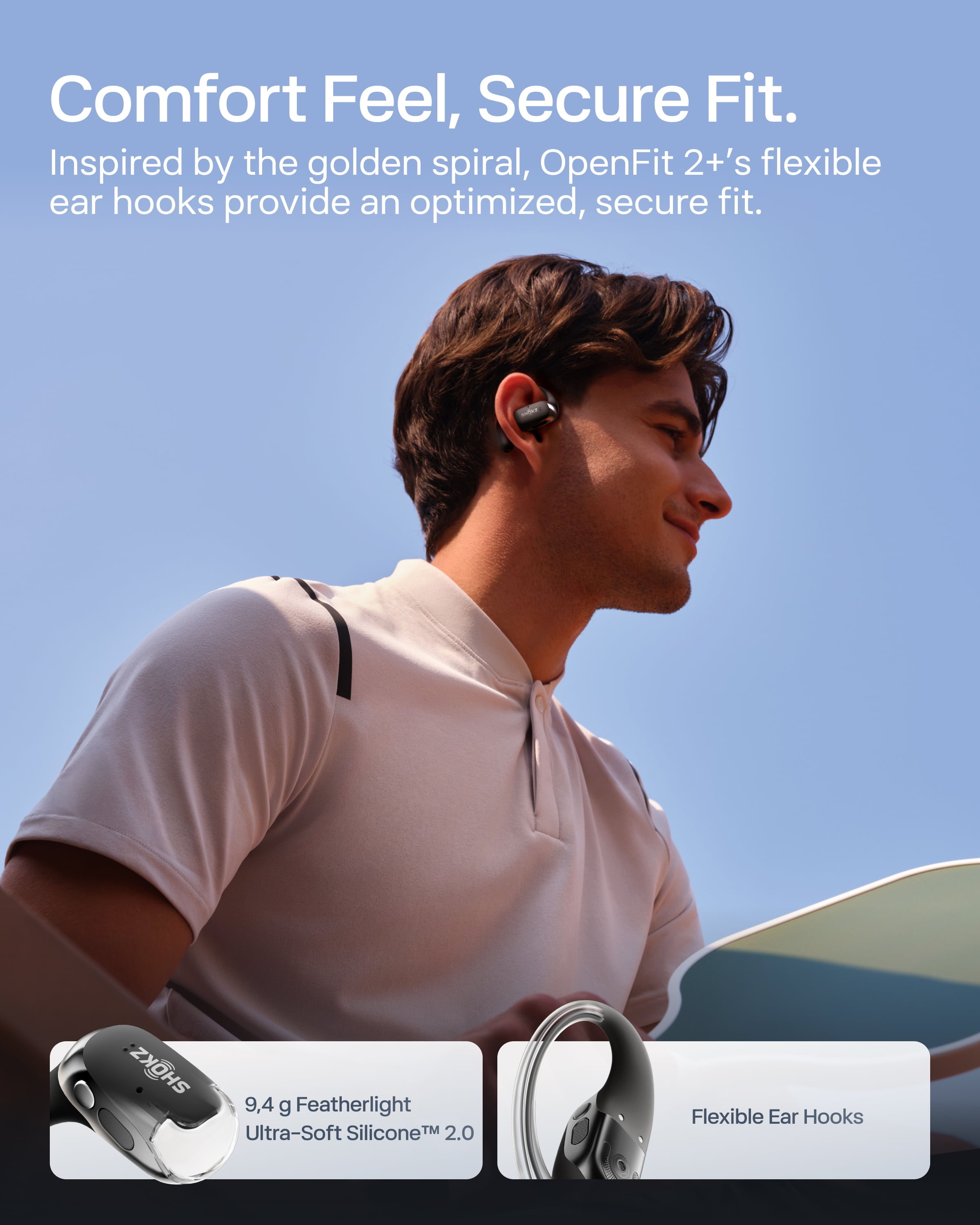 SHOKZ New OpenFit 2+ Open-Ear Headphones, Dolby Audio Enabled