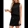 thumbnail image 3 of Conjuntos de Falda de Dos Piezas para Mujer, Conjuntos de Verano para Vacaciones en la Playa, Blusas de Cuello Alto, Falda de Tenis, Conjuntos de Salón A Juego. Negro L, 3 of 9