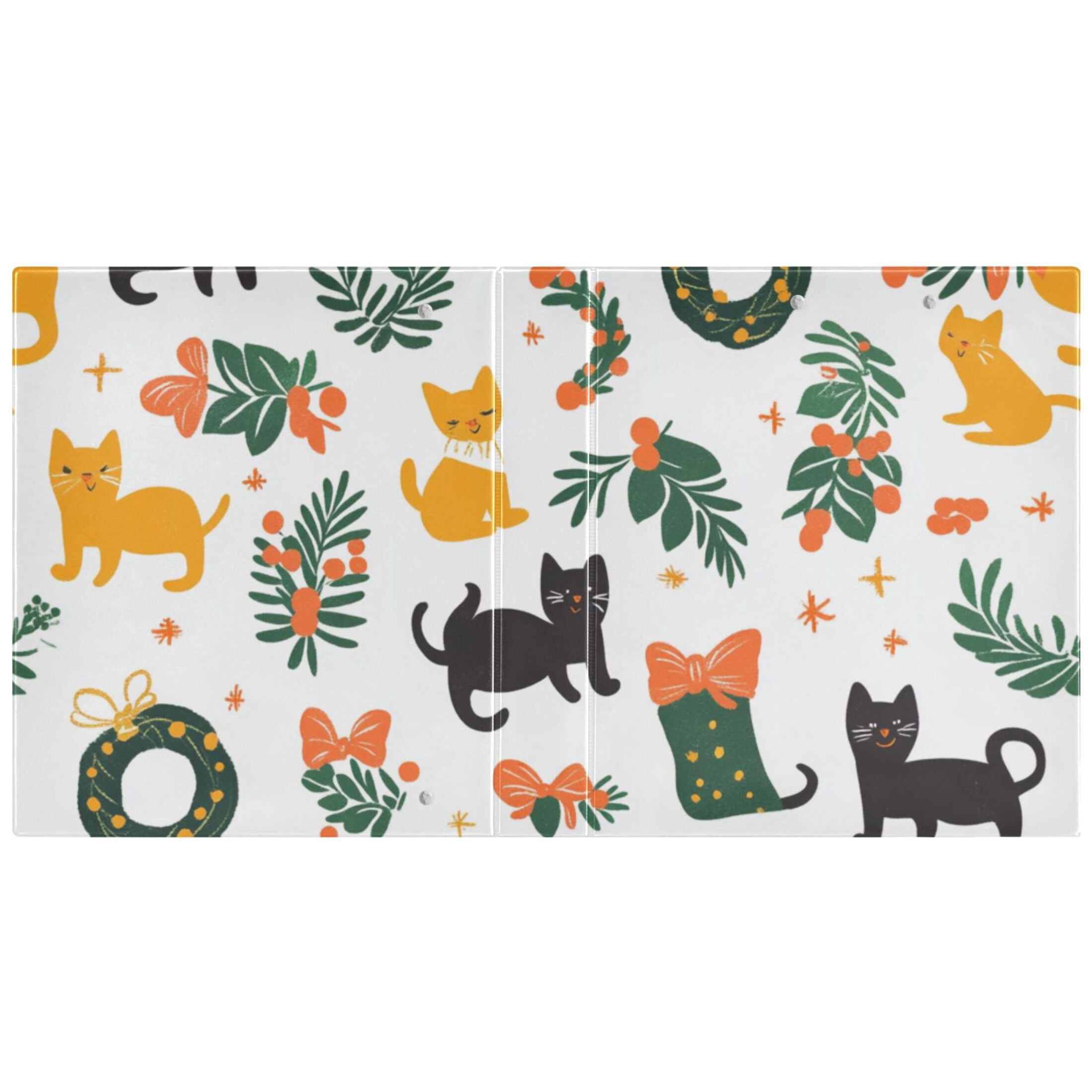 Christmas Cute Cats 3 Ring Binders 1.5 inch Hardcover File Folders with Interior Pockets A4 Size Organizer for School Office Hospital