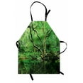 thumbnail image 1 of Green Apron Forest Moss Leaves Nature Themed Isolated Jungle Image Photo Print, Unisex Kitchen Bib Apron with Adjustable Neck for Cooking Baking Gardening, Dark Brown and Forest Green, by Ambesonne, 1 of 3