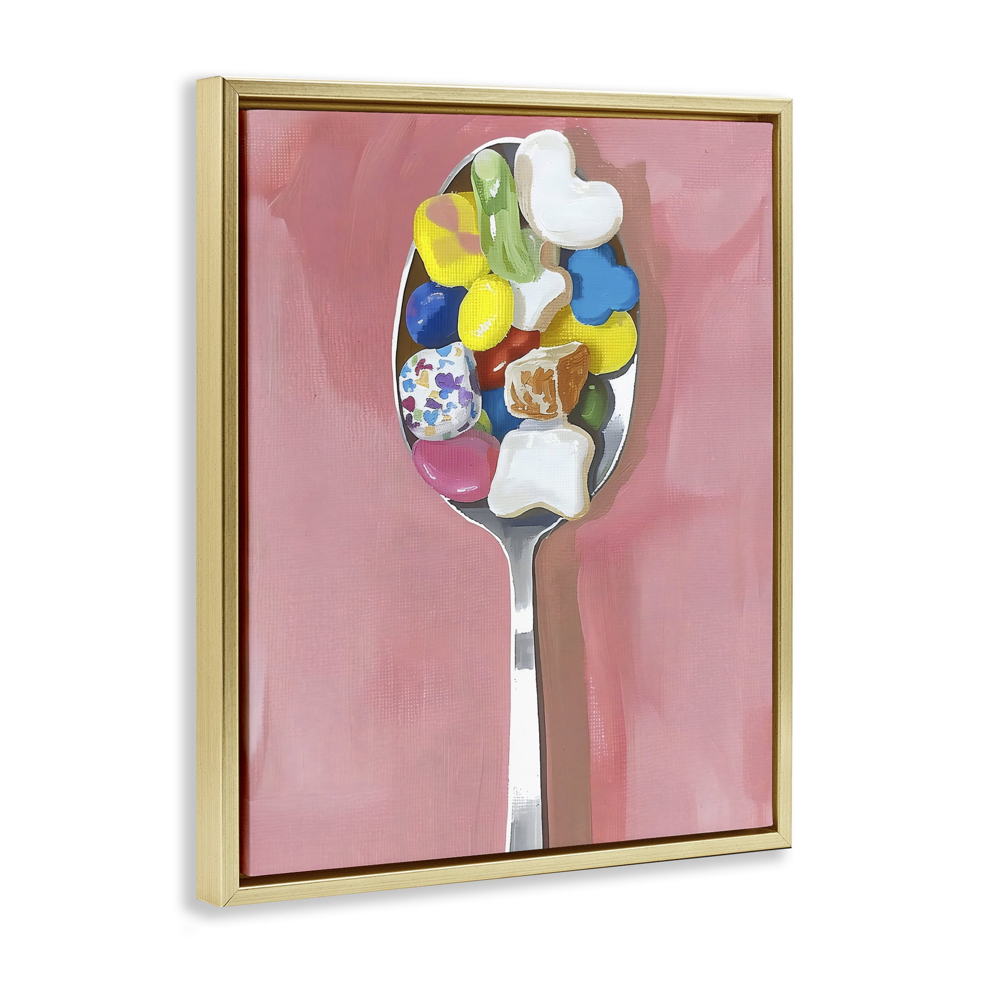 Stupell Industries Nostalgic Fun Breakfast Spoon Gold Framed Floater Canvas Wall Art, design by The Prints Vibe