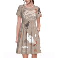 thumbnail image 1 of Bixox Robe d'Été à Manches Courtes pour Femmes Robe Ample Longueur Genou avec Poches-Poulet, 1 of 7