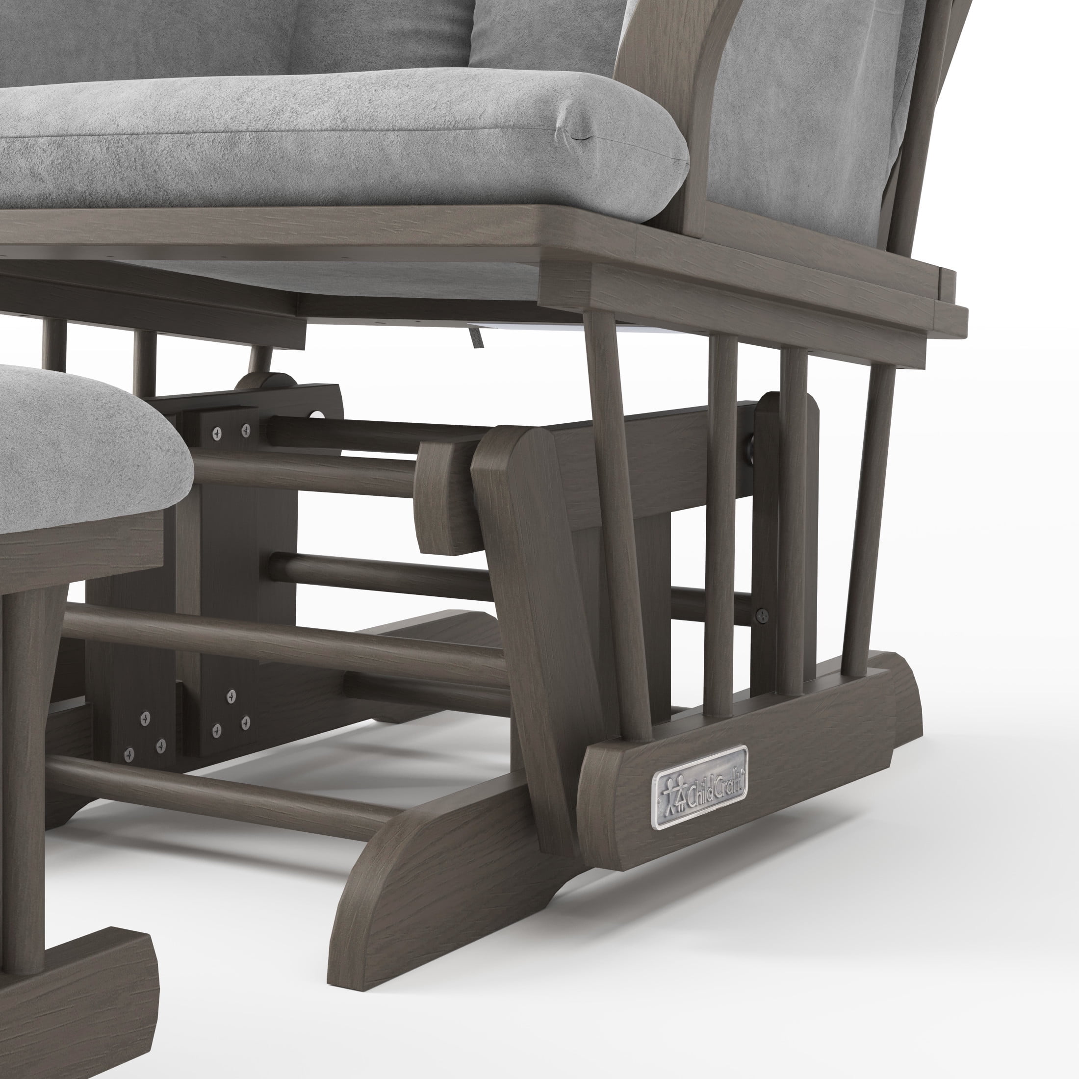 Child Craft Cozy Glider Rocker with Ottoman, Smooth Motion, Dapper Gray Frame, Light Gray Cushion