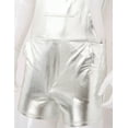 thumbnail image 5 of Alvivi Men's Shiny Metallic Bib Overalls Dungarees Suspender Hot Shorts Pants Festival Party Clubwear Silver 3XL, 5 of 7
