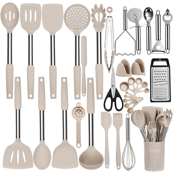Juego de utensilios de cocina NCUE 35 piezas con soporte de silicona/acero inoxidable