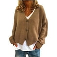 thumbnail image 2 of ZHOGXU Women'S Knit Cardigan V Neck Long Sleeve Solid Color Buttons Slim Fit Comfortable Fashion Sweater Coat For Casual Daily Wear Khaki M, 2 of 7