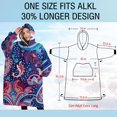 thumbnail image 4 of Oversized Wearable Blanket Hoodie,Blue Pioneer Flower and Paisley Pattern Sherpa Blanket Hoodie with Super Pockets,Super Warm Fuzzy Pullover for Women & Men, 4 of 6