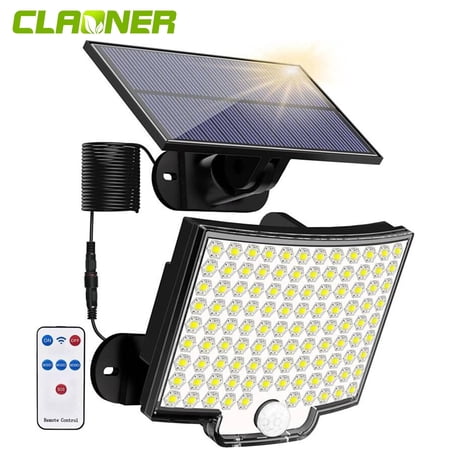 Claoner Solar Lights Outdoor, 106 LED 3000LM Solar Powered Motion Sensor Flood Lights with Remote