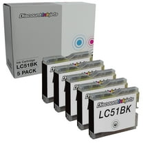 DI Compatible Ink Cartridge Replacement for Brother LC51BK (Black, 5-Pack) Compatible with Brother DCP Intellifax and MFC printers DCP 130c 330c 350c 1360 1860C