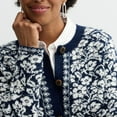 thumbnail image 3 of Women's Croft & Barrow® Fairisle Cardigan Color: Red Floral Size: SMALL, 3 of 4
