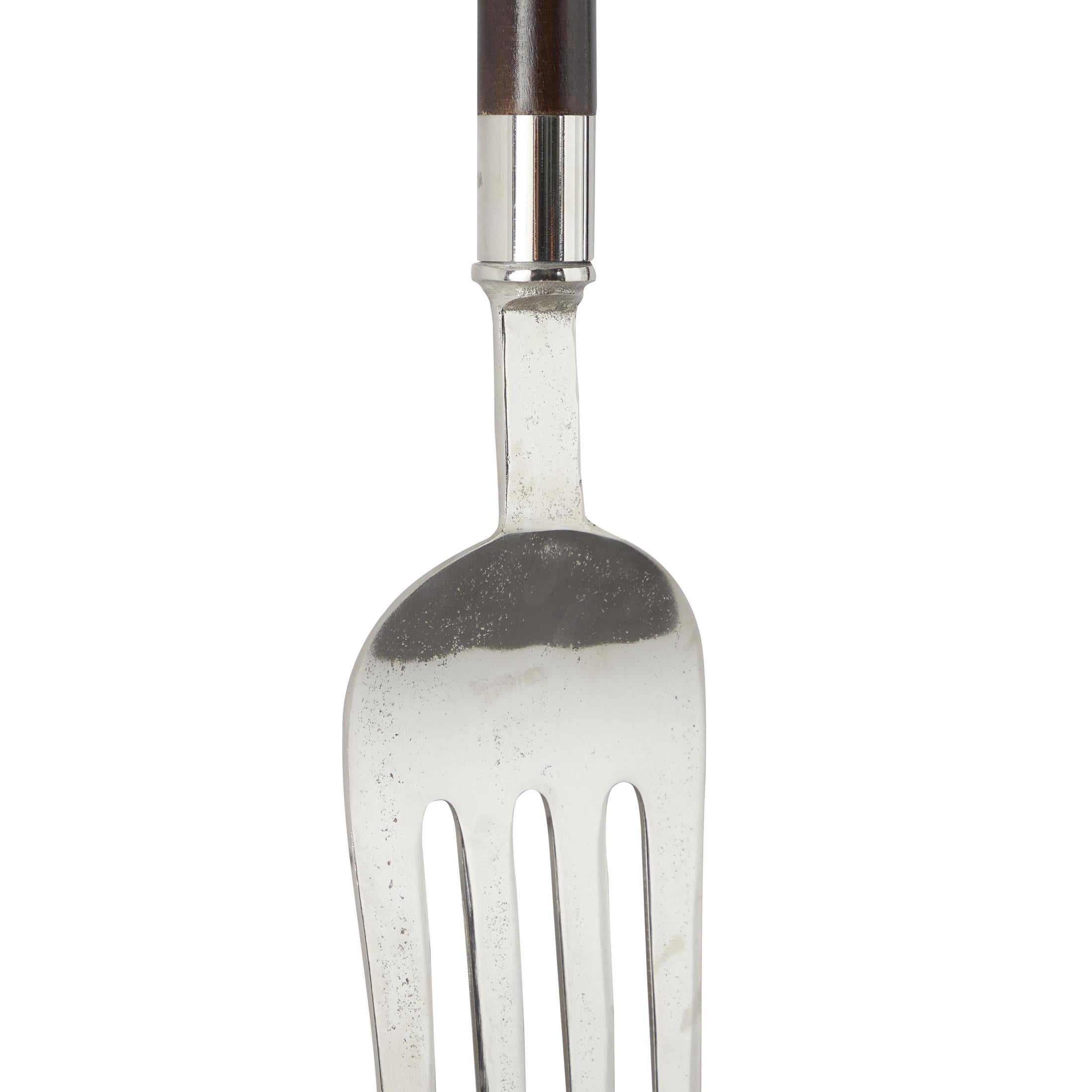 DecMode Silver Aluminum Metal Spoon and Fork Utensils Wall Decor (2 Count)