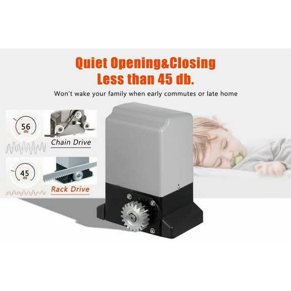 1800kg Heavy Duty Automatic Sliding Gate Opener Motor with 2 Remote Controls, 750W Waterproof IP44, 12m/min Speed, Metal Construction