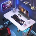 thumbnail image 2 of Homall 44" Z-Shaped Gaming Desk Carbon Fiber Surface Desk with Cup Holder & Headphone Hook, White, 2 of 7