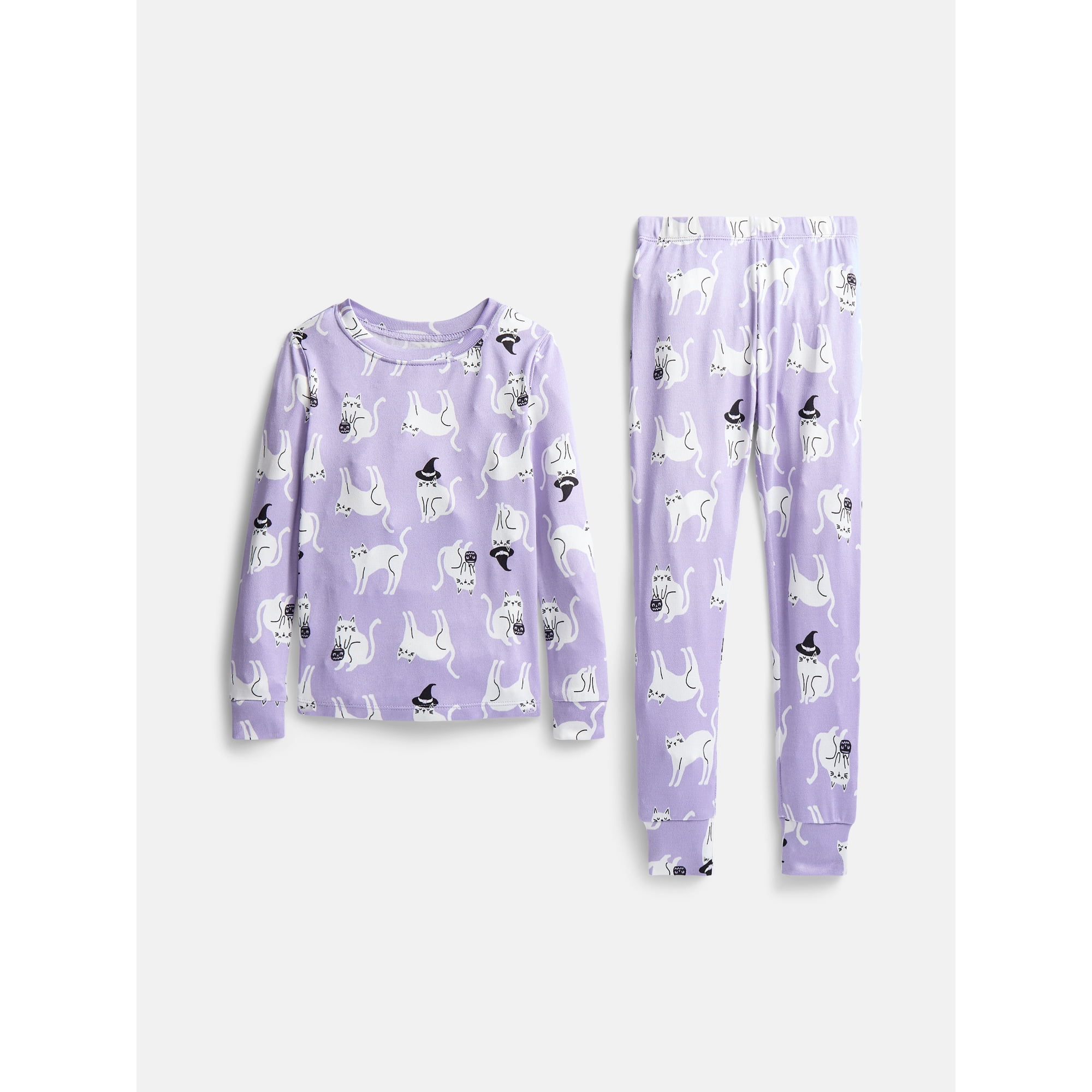 Halloween Girls' Tight Fit Long Sleeve Top and Pants Pajama Set from Way to Celebrate, 2-Piece, Sizes 4-10