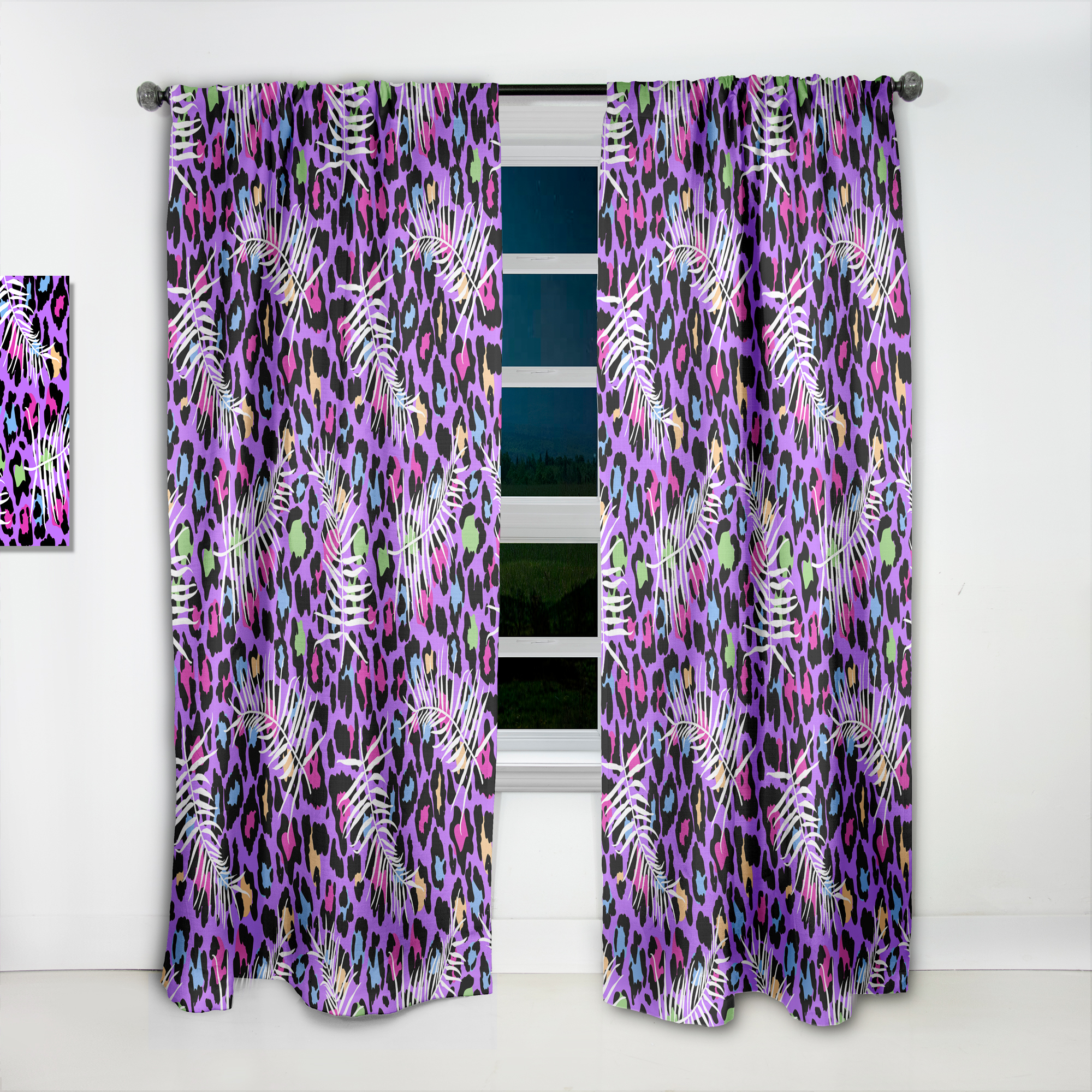 Designart 'Leopard Fur Safari Pattern V' Mid-Century Modern Curtain Panel